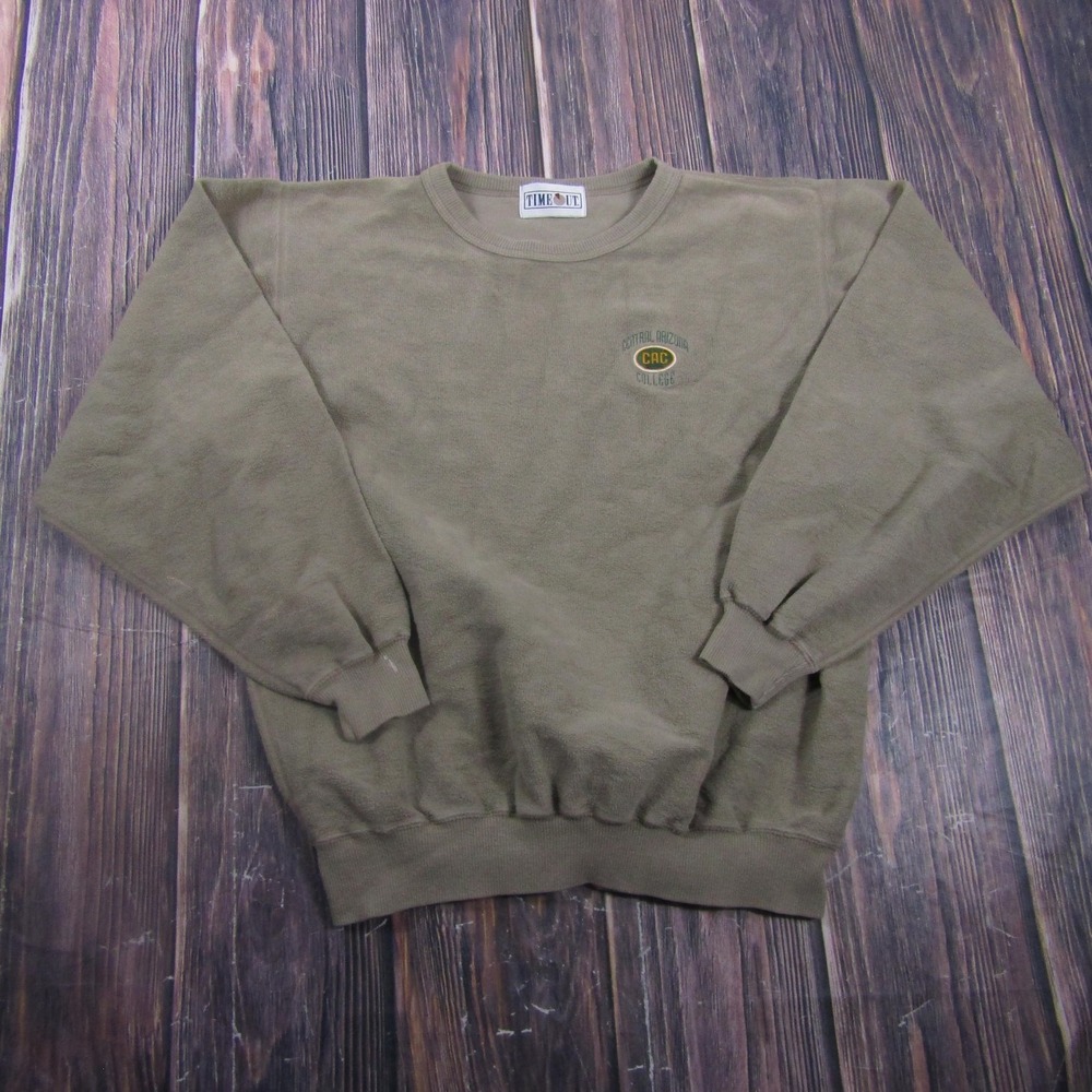 Time Out Sweatshirt Mens XL Green Pullover Fleece Central Arizona College Logo